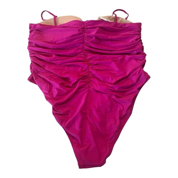 J. CREW Ruched Sweetheart One Piece Swimsuit Radiant Fuchsia Pink 24 /3X NEW - Picture 9 of 16
